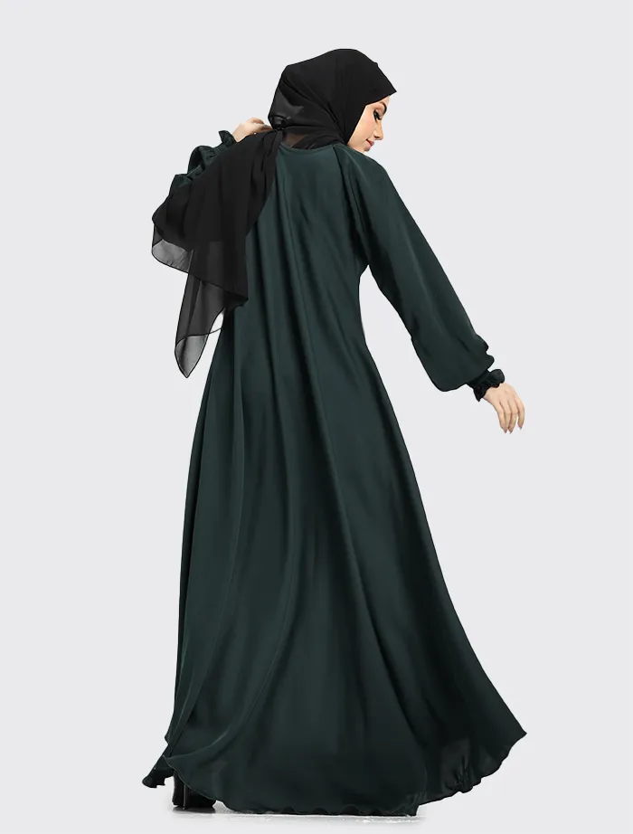 Bottle Green Zip Umbrella Abaya